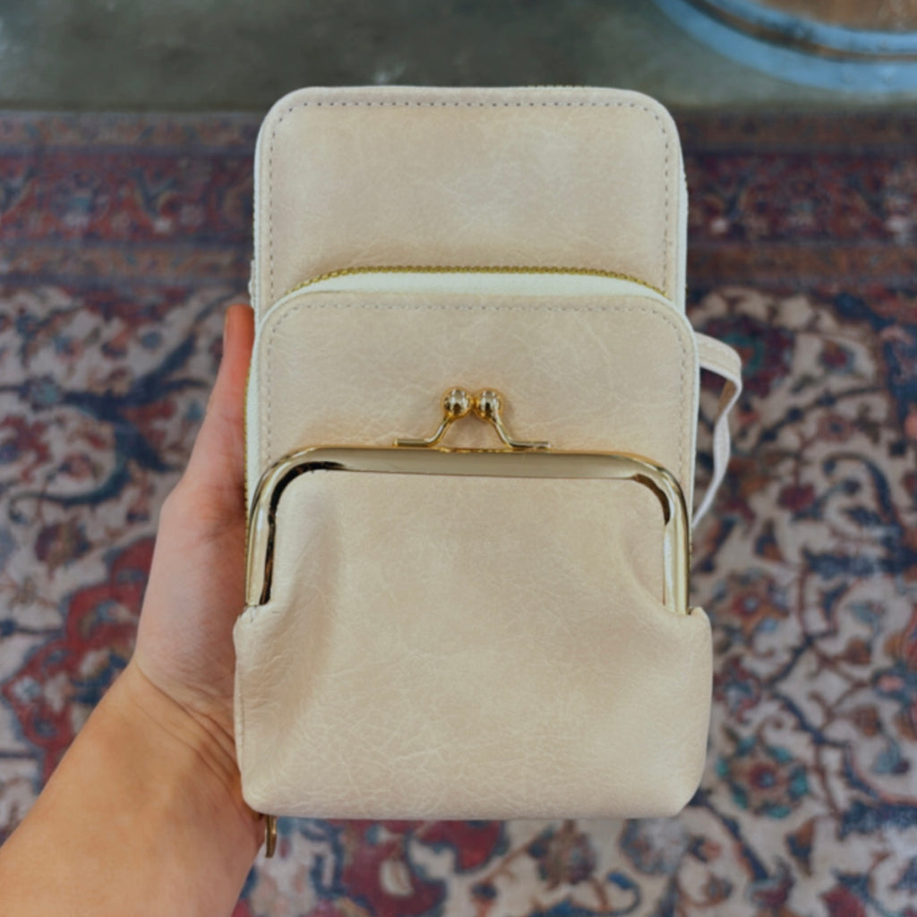 Small Crossbody Vegan Leather Bag Taupe