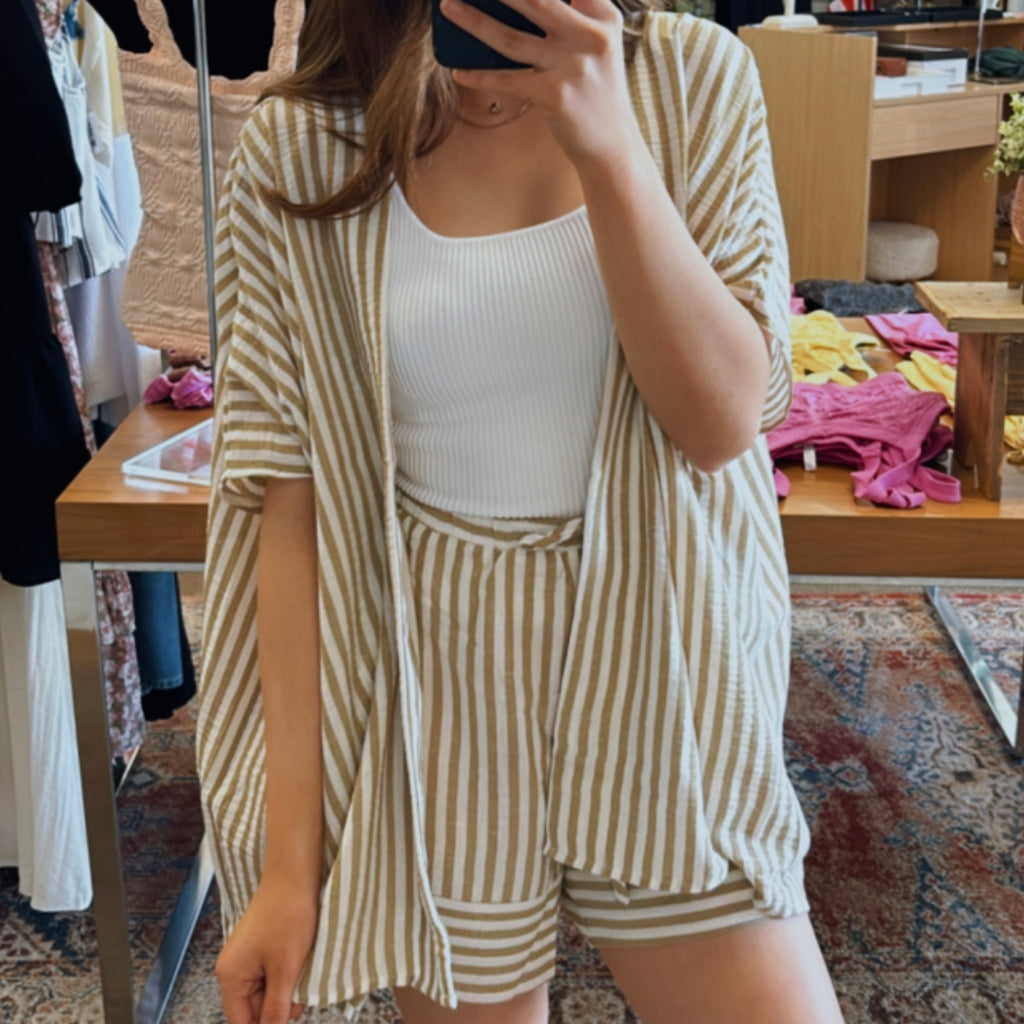 Coastal Chic Striped Kimono