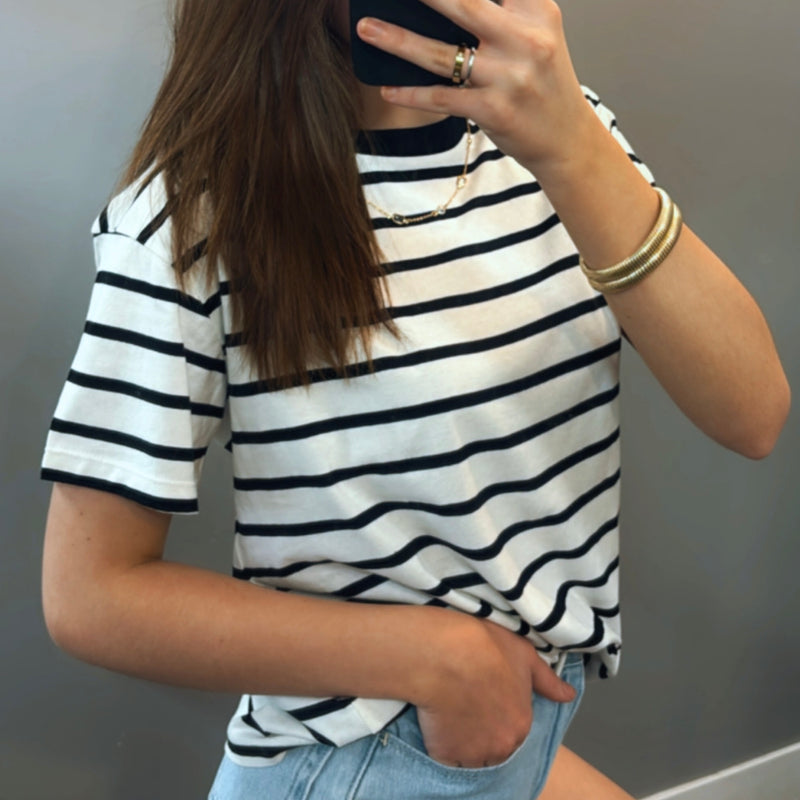 Tegan Short Sleeve Striped Top