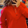 Holiday Joy Fleece Lined Hooded Button Collar Sweater