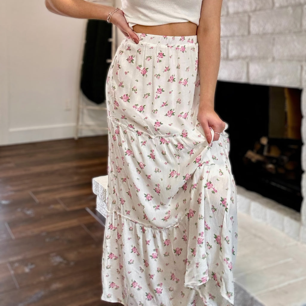 Dreamy Days Floral Print Maxi Skirt