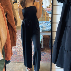 Hadley Smocked Jumpsuit With Pockets Black