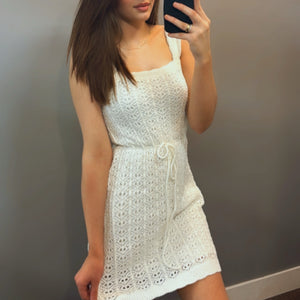 Island Nights Crochet Knit Dress White