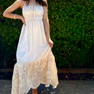 Last Night Eyelet Detailed Dress Cream