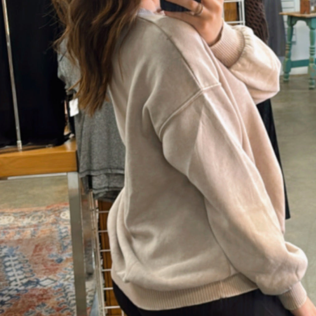 Acid Washed Fleece Lined Sweatshirt