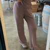 Hazel Waffle Knit Drawstring Waistband Bottoms Mocha