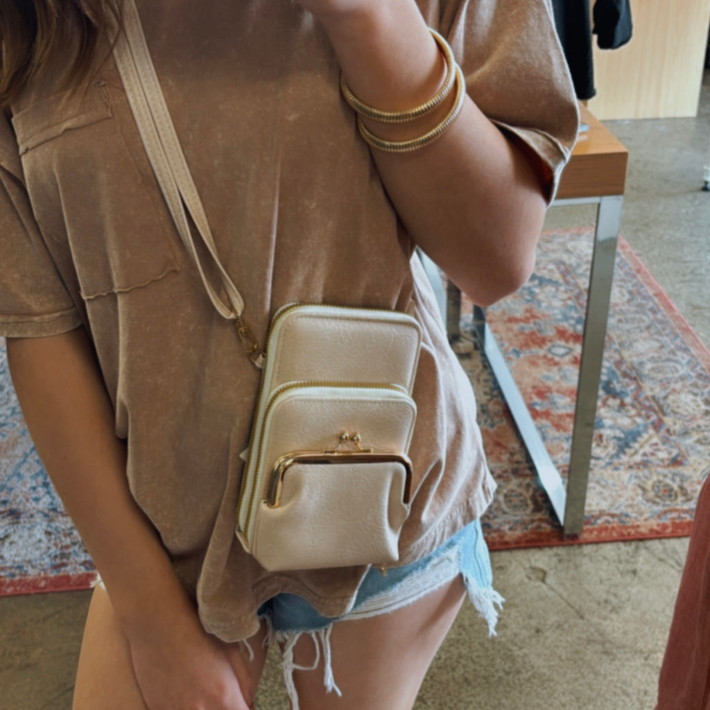 Small Crossbody Vegan Leather Bag Taupe