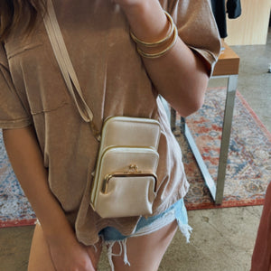 Small Crossbody Vegan Leather Bag Taupe
