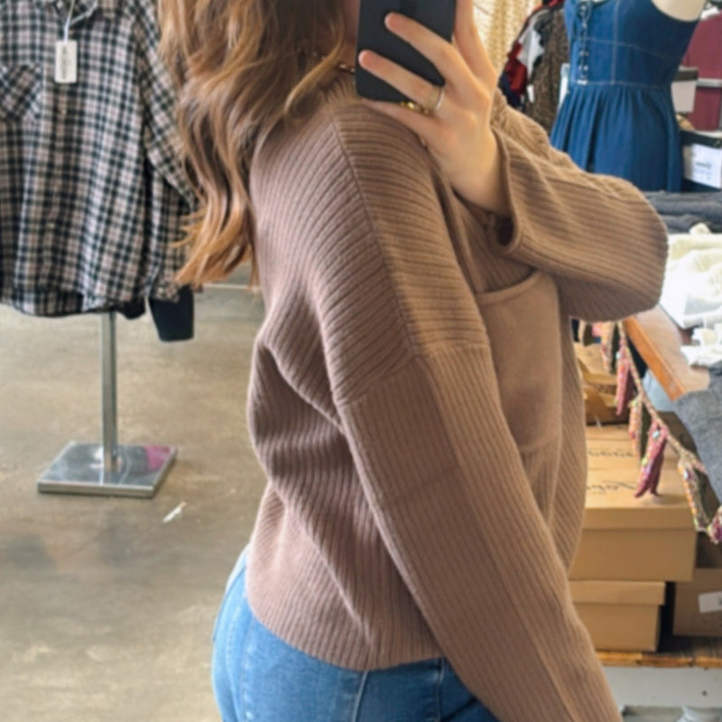 Gracie Mock Neck Long Sleeve Sweater Mocha