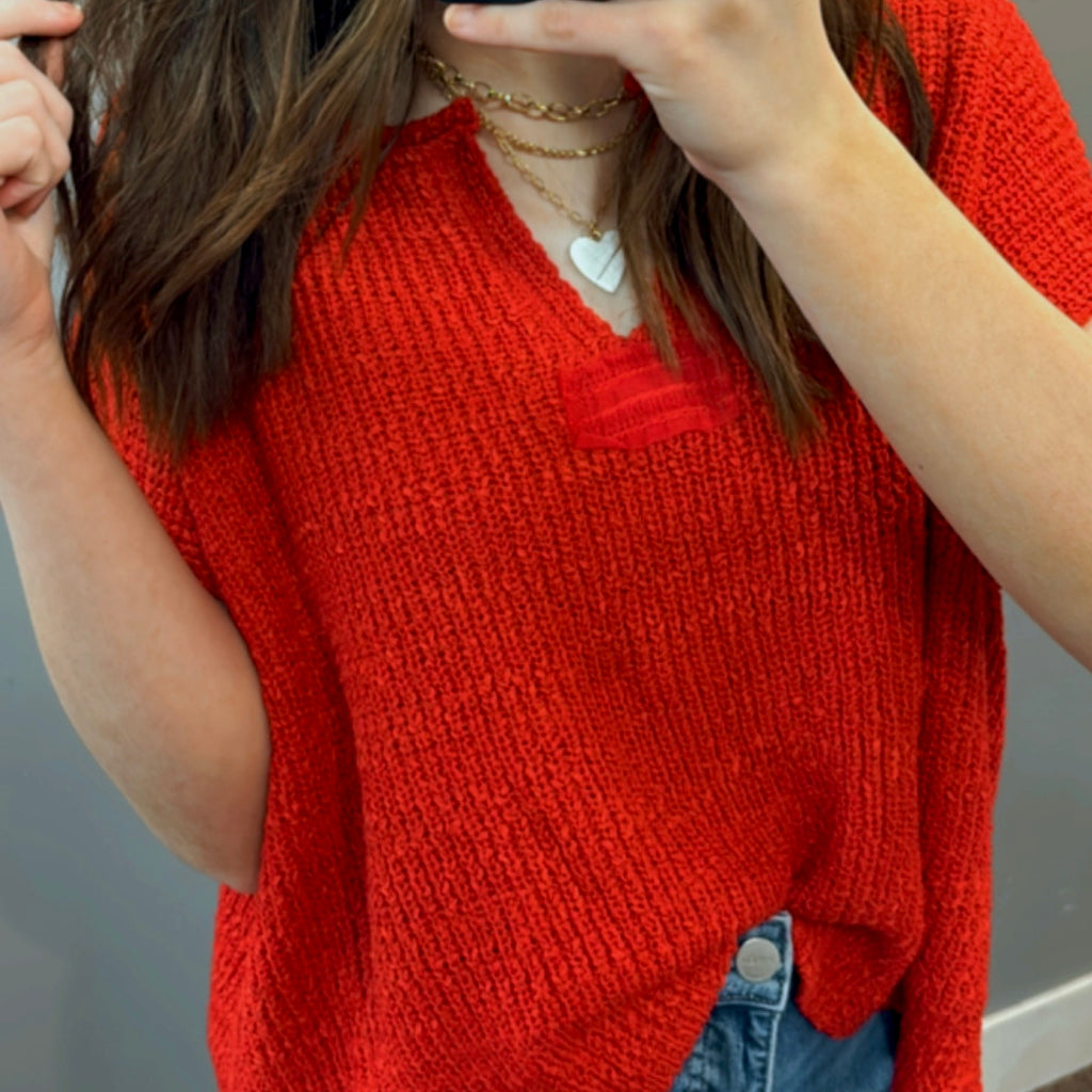 Interested In You Sweater Top Red