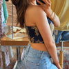 Paisley Satin Bandana Tube Top Navy