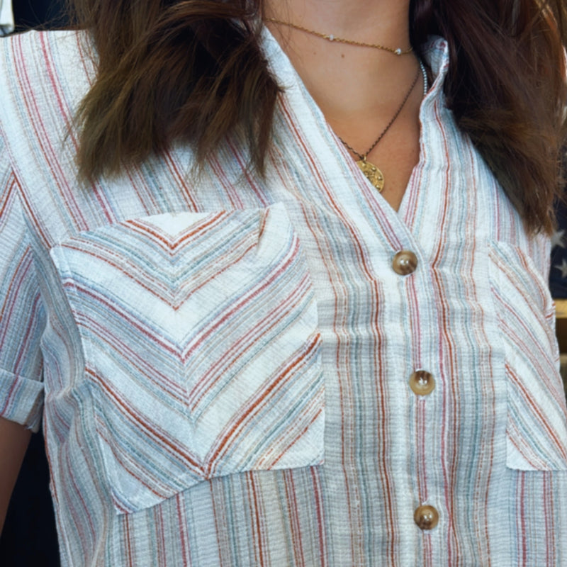 Imagine If Multi Color Short Sleeve Top