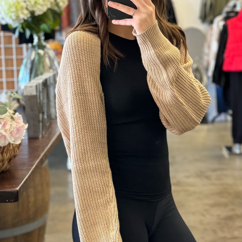 Call Me Bolero Knitted Shrug Khaki