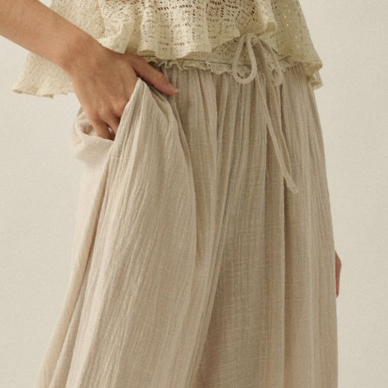 Cotton Gauze and Lace Drawstring Pants – Wink Boutique, inc