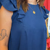 All Mine Ruffle Sleeve Airflow Top Navy