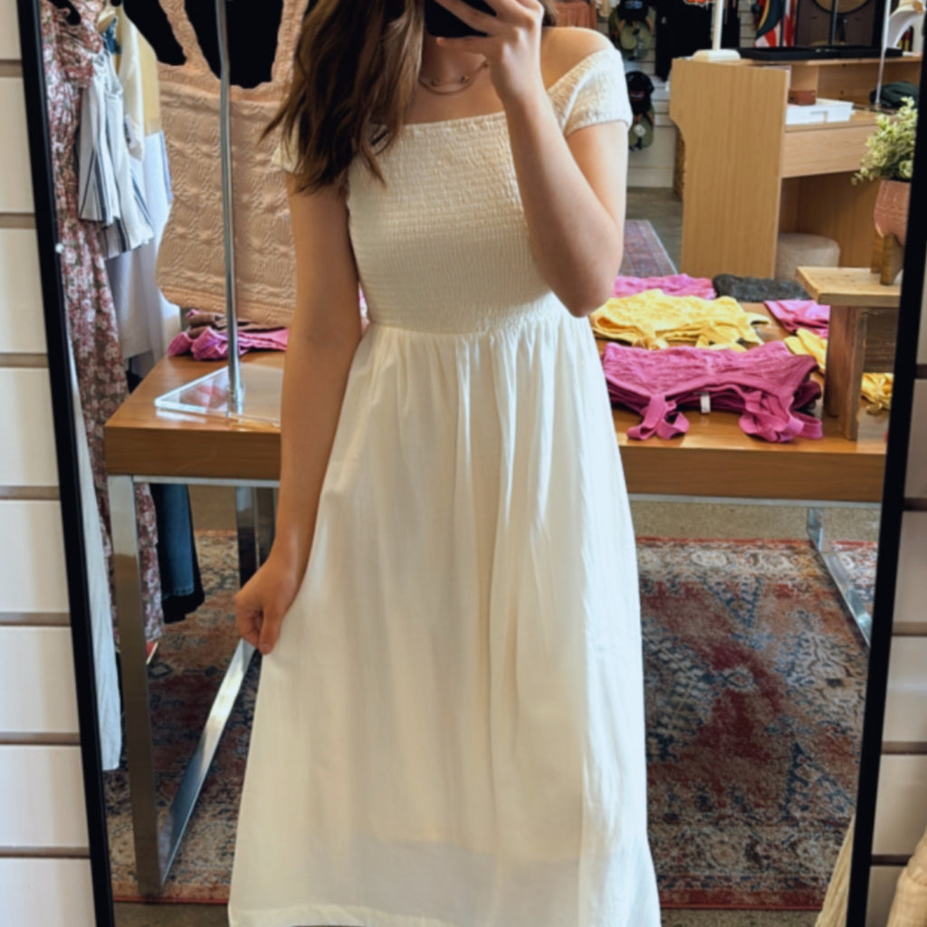 Everything An More Smocked Cotton Midi Dress