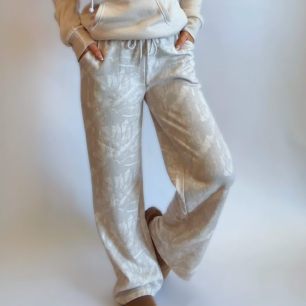 Wink Exclusive Camo Print Mid Rise Pants Beige