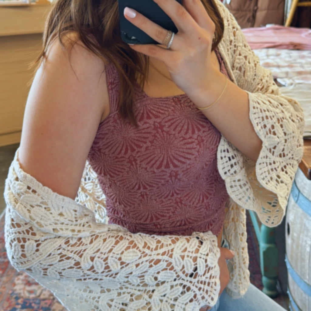 Linsy Leaf Pattern Cardigan