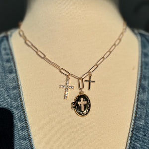 Cross Charm Necklace Gold