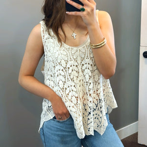 Keep It Crochet Tank Top Beige