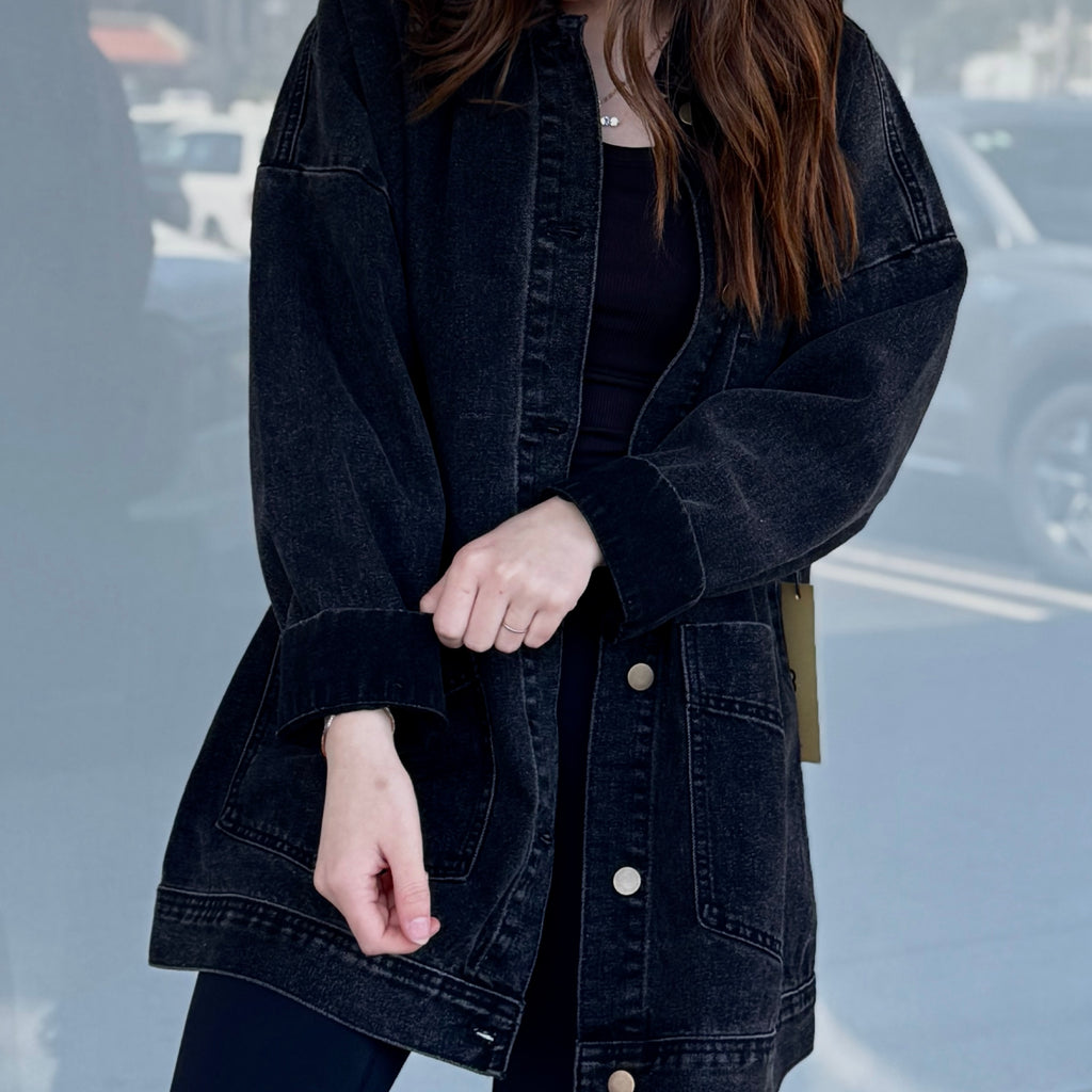Xander Over Sized Denim Jacket Washed Black