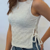 Lizzy Textured Top With Side Tie Detailing White