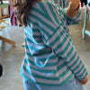 Bailey Stiped Sweater Teal/Camel