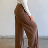 Hazel Waffle Knit Drawstring Waistband Bottoms Mocha