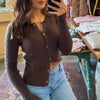 Quinn Lightweight Button Front Sweater Mocha