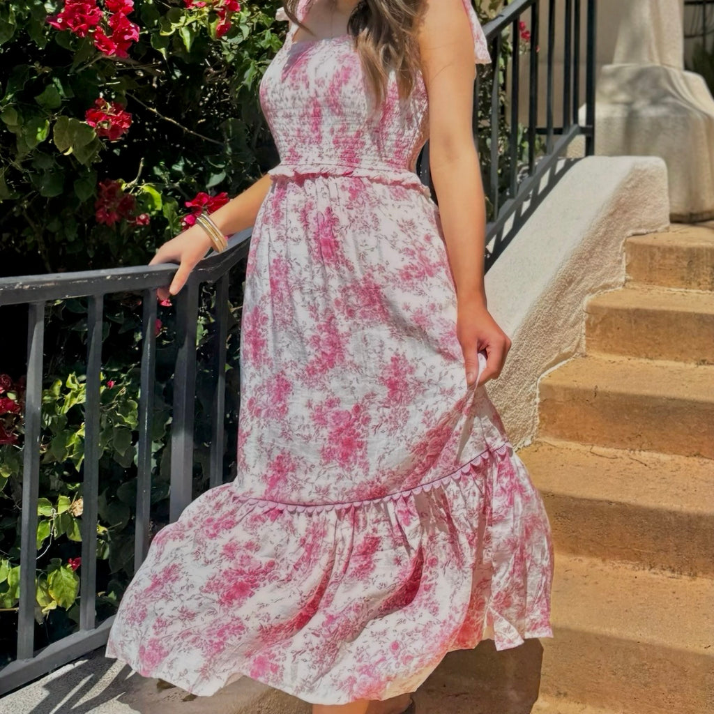 Feeling Fresh Floral Smocked Midi Dress Mauve