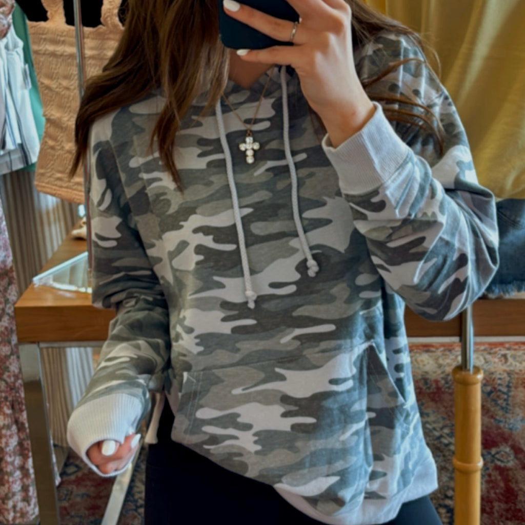 Light Weight Camo Hooded Sweatshirt