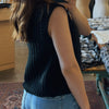 The Katie Gold Button Front Sleeveless Sweater Black
