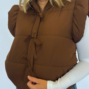 Essie Flutter Sleeve Bow Puffer Vest
