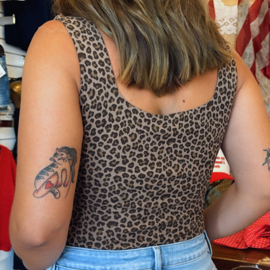Lovingly Yours Square Neck Bodysuit Leopard