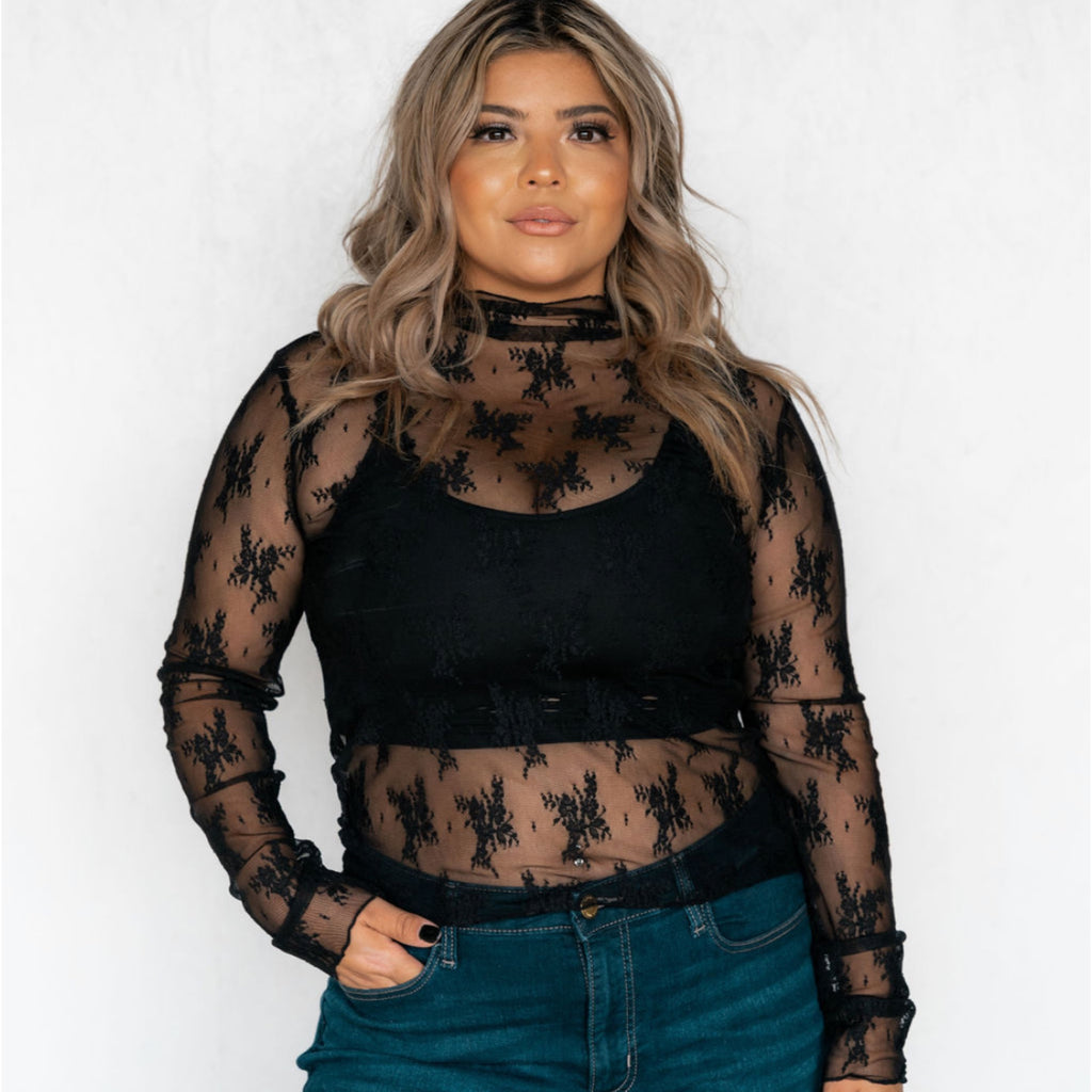 Amaze You Lace Top Black
