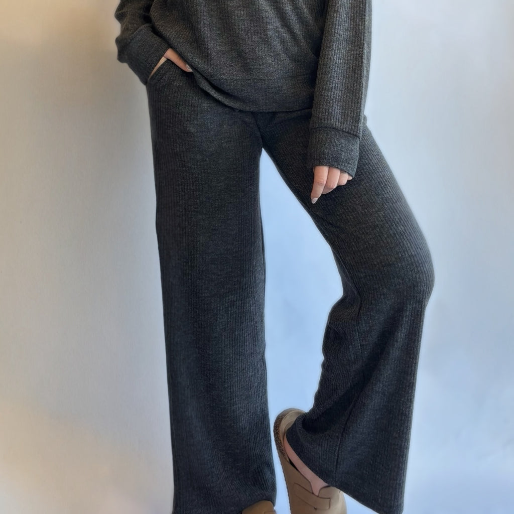 Ribbed Drawstring Pants Black