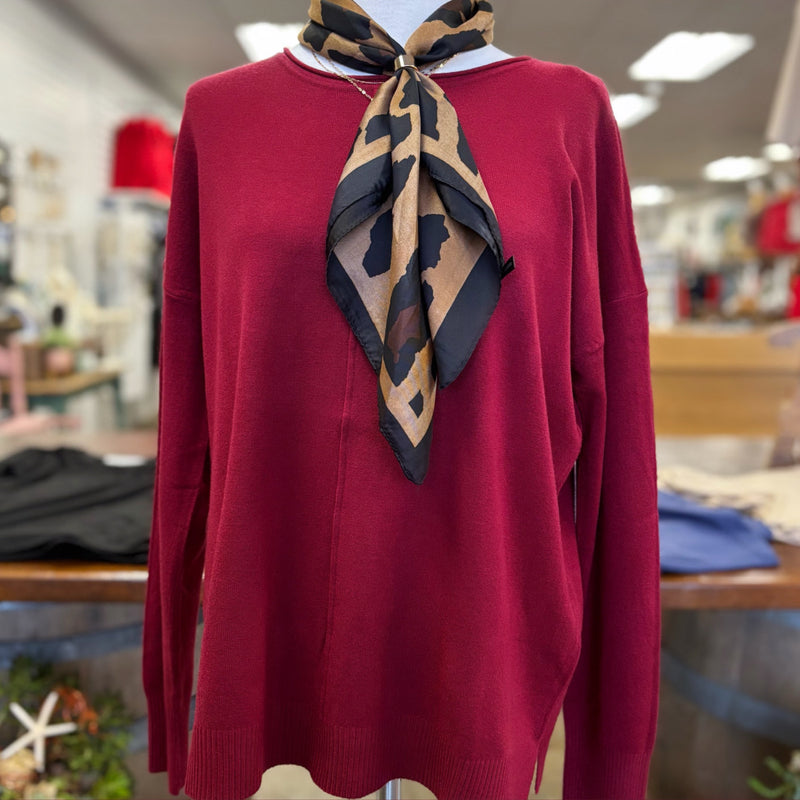 Charming Nights Round Neck Sweater Burgundy