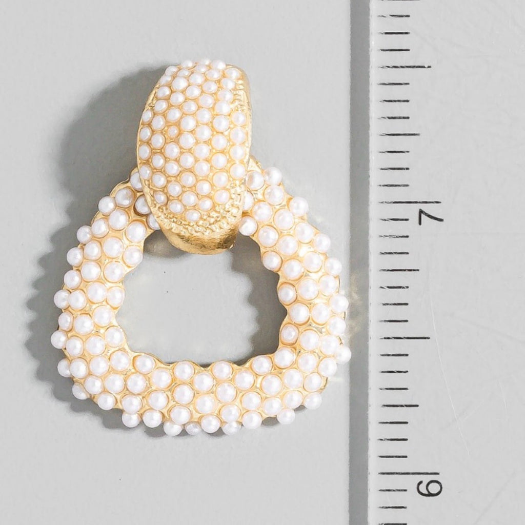 Pearl Studded Door Knocker Earrings