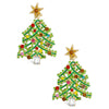 Vibrant Studded Holiday Christmas Tree Dangle Earrings