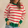 Santa’s Coming Striped Crew Neck Sweater