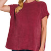 Holiday Hour Chenille Waffle Knit Top Burgundy