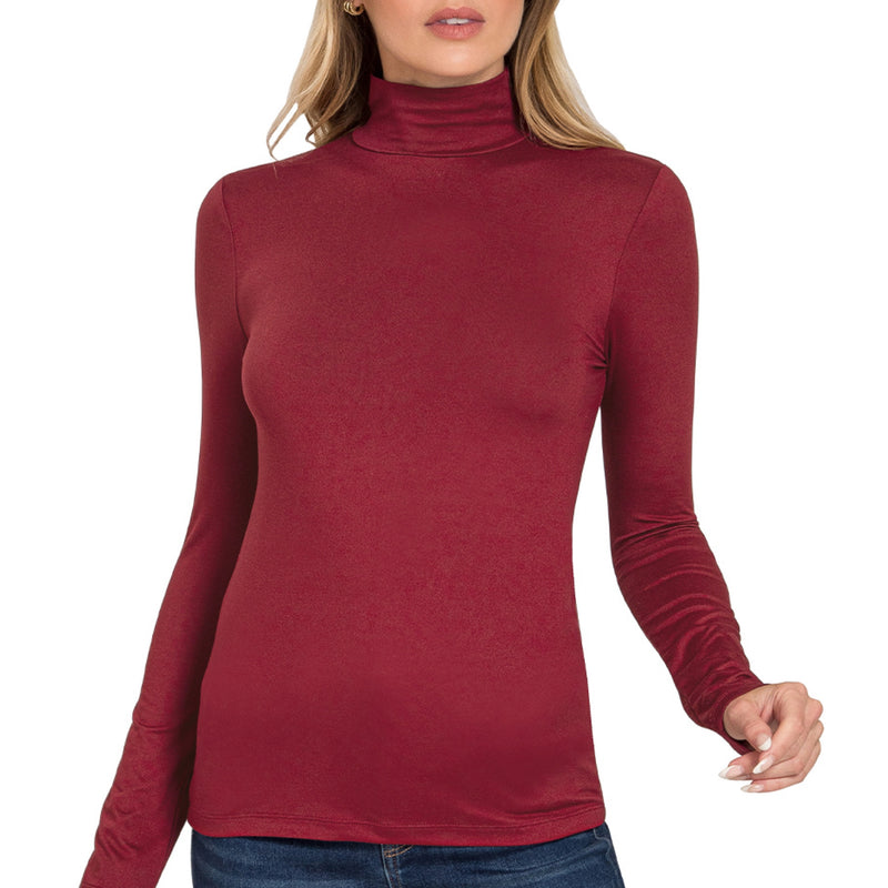 Simply You Mock Neck Top Burgundy