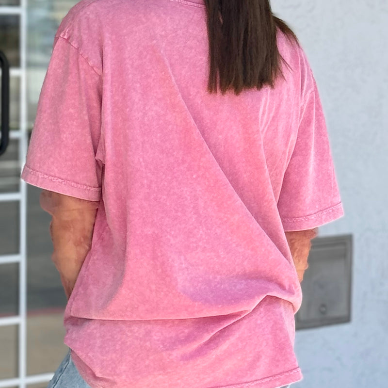 Rock N Roll Washed Tee Pink