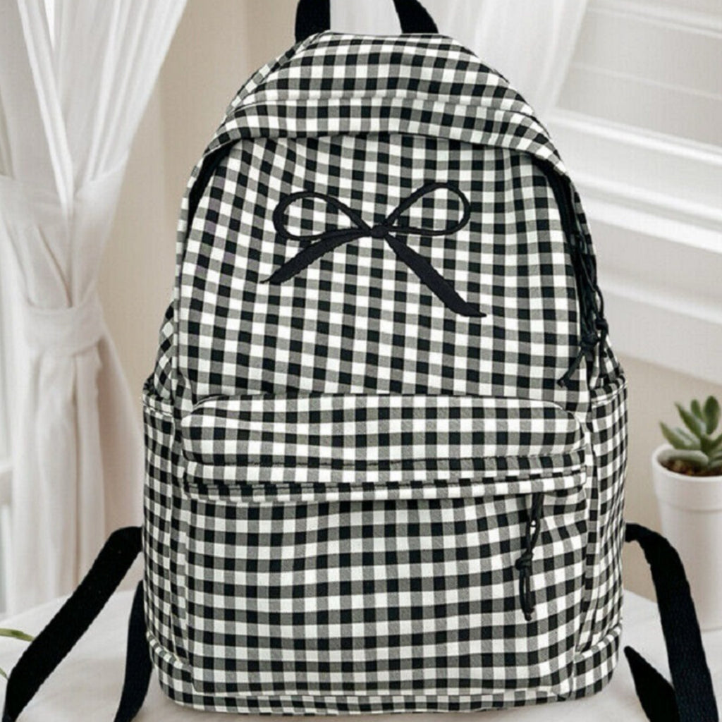 Coquette Bow Checkered Backpack