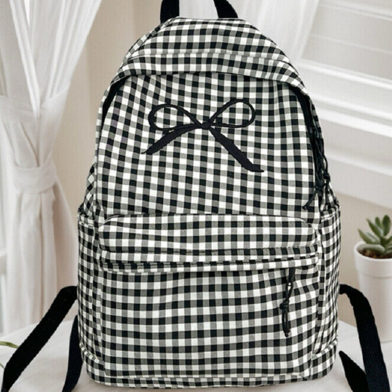 Coquette Bow Checkered Backpack