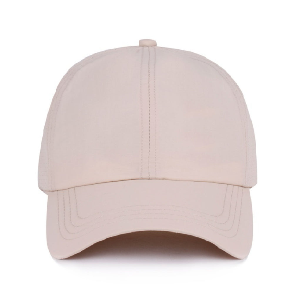 Crisscross Ponytail Dry Fit Cap Beige