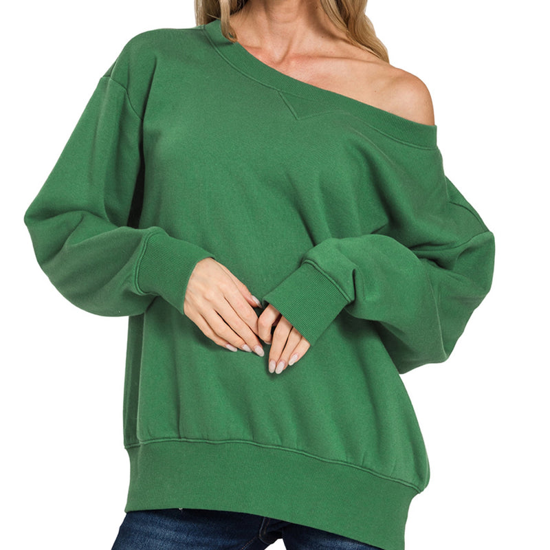 Wear It Out Boat Neck Sweatshirt Dark Green
