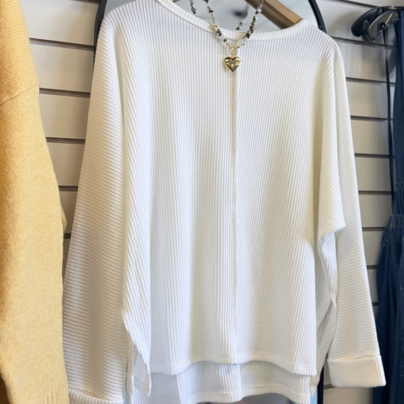 You Know Ribbed Dolmen Sleeve Top