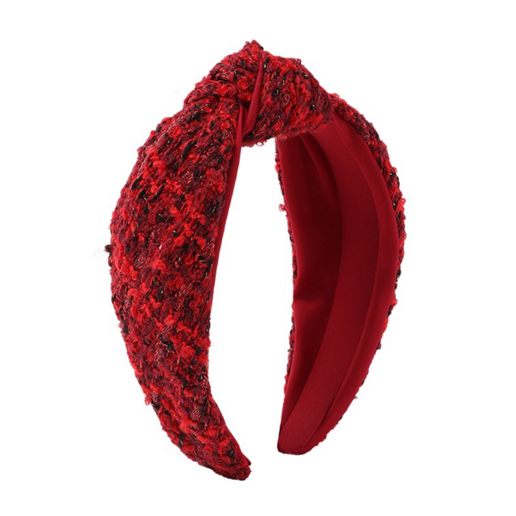 Tweed Knotted Headband Red/Black