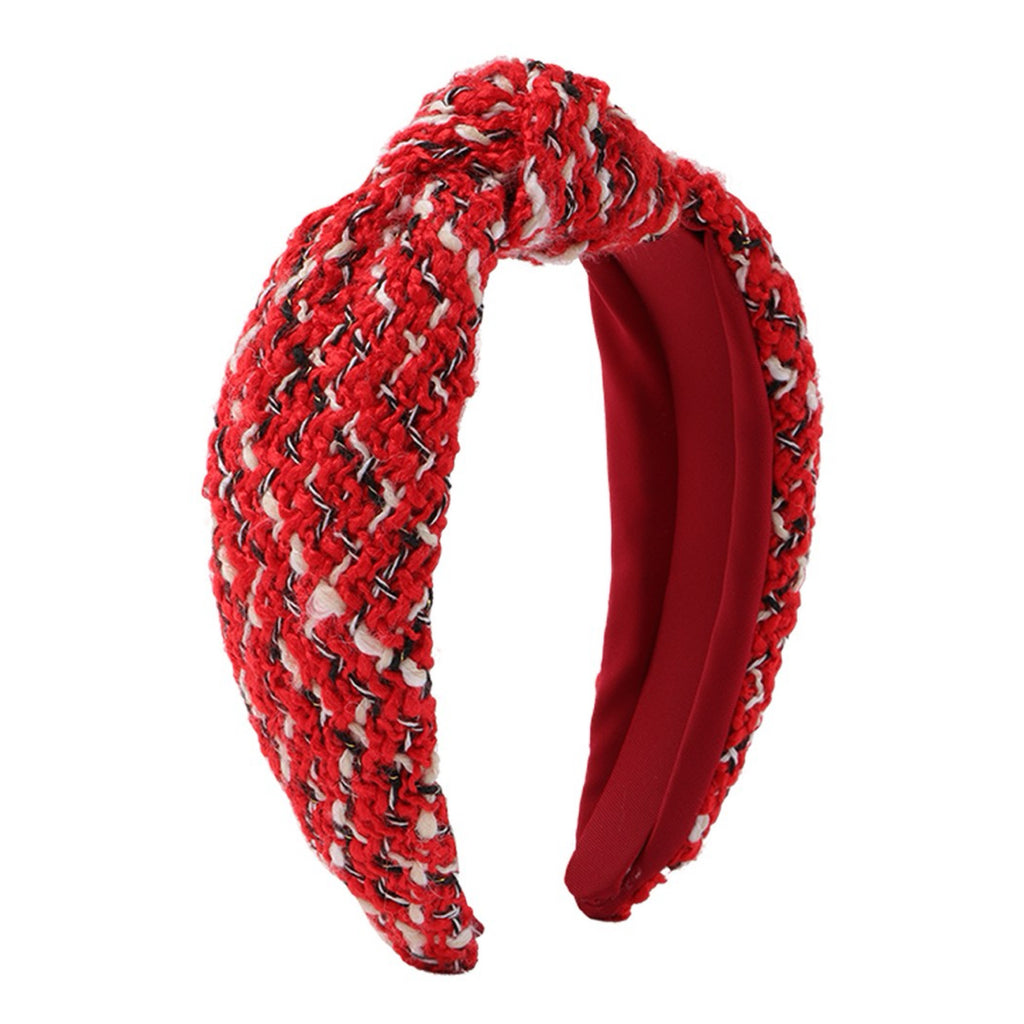 Tweed Knotted Headband Red/Black/Beige